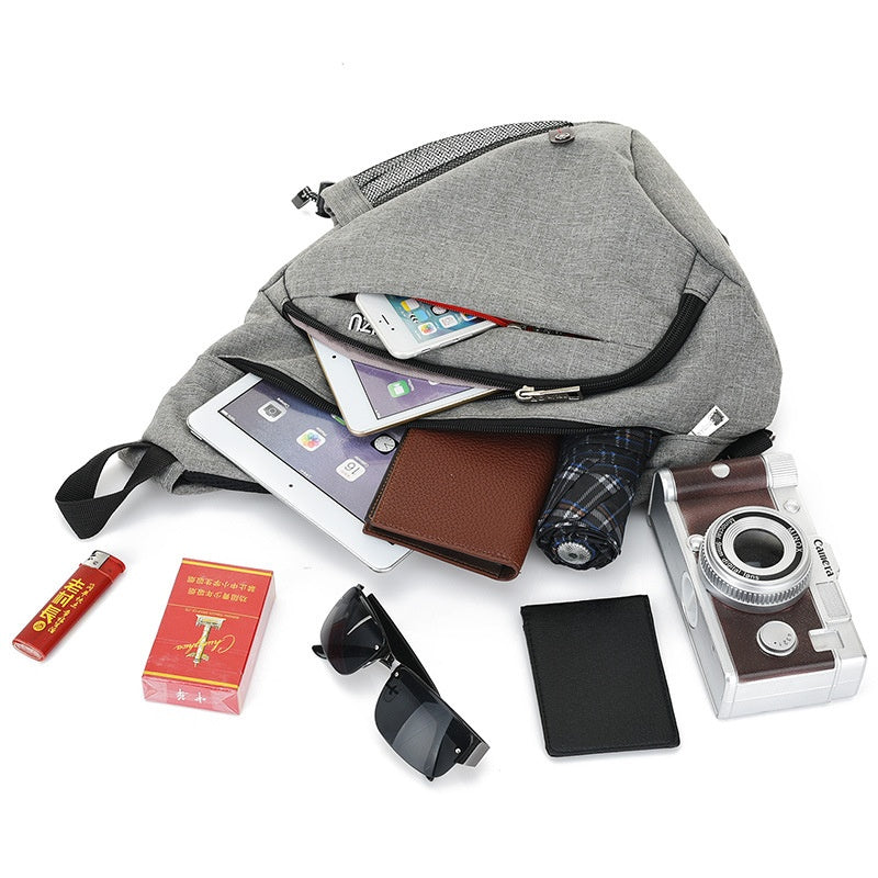 USB Rechargeable Men's Chest Bag Fashionable Casual Shoulder Crossbody Bag