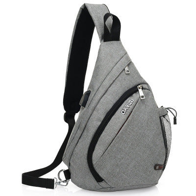USB Rechargeable Men's Chest Bag Fashionable Casual Shoulder Crossbody Bag