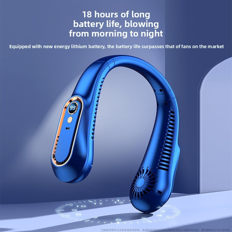 USB Rechargeable Neck Fan with Digital Display