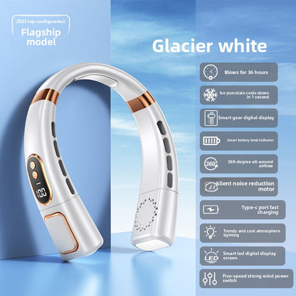USB Rechargeable Neck Hanging Fan with Silent Bladeless Design