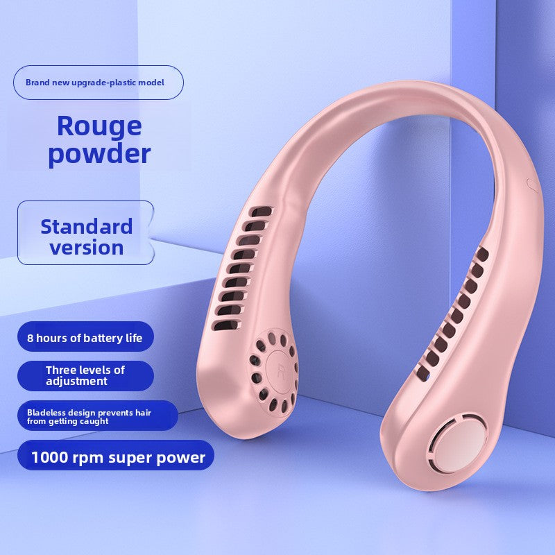 USB Rechargeable Neck Hanging Fan with Silent Bladeless Design