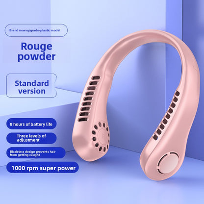 USB Rechargeable Neck Hanging Fan with Silent Bladeless Design
