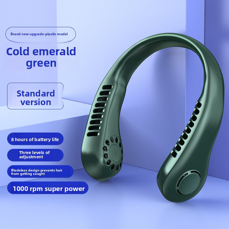USB Rechargeable Neck Hanging Fan with Silent Bladeless Design