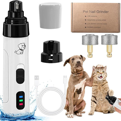 USB Rechargeable Pet Nail Grinder with LED Light Adjustable Speed