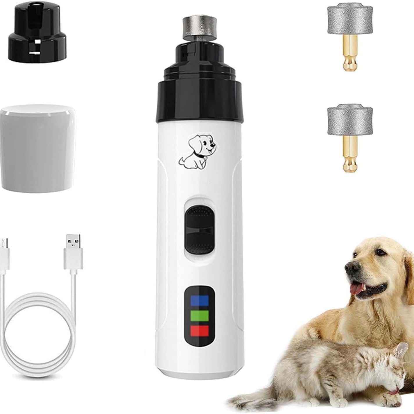 USB Rechargeable Pet Nail Grinder with LED Light Adjustable Speed