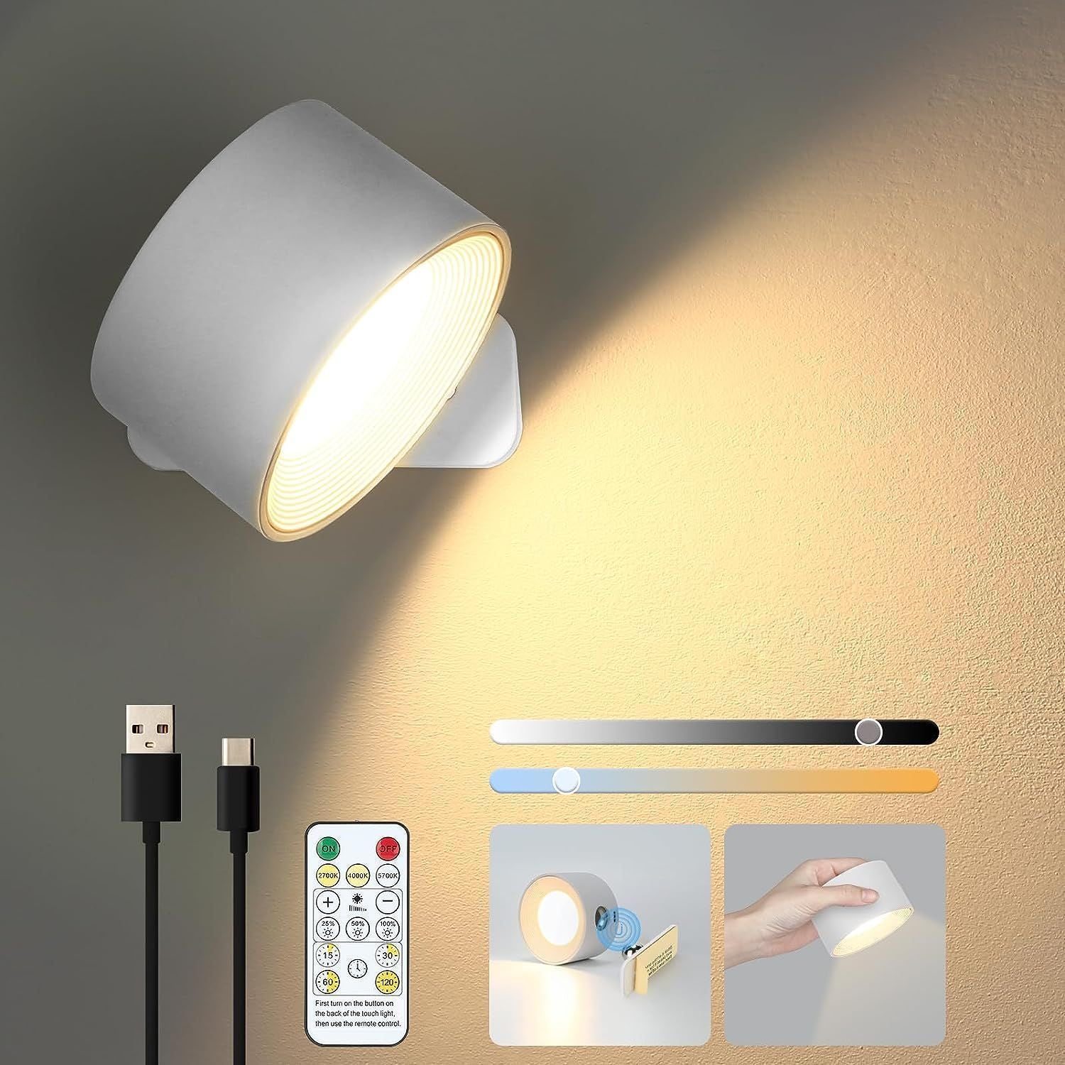 USB Rechargeable Touch Control Desk Lamp with Magnetic Base