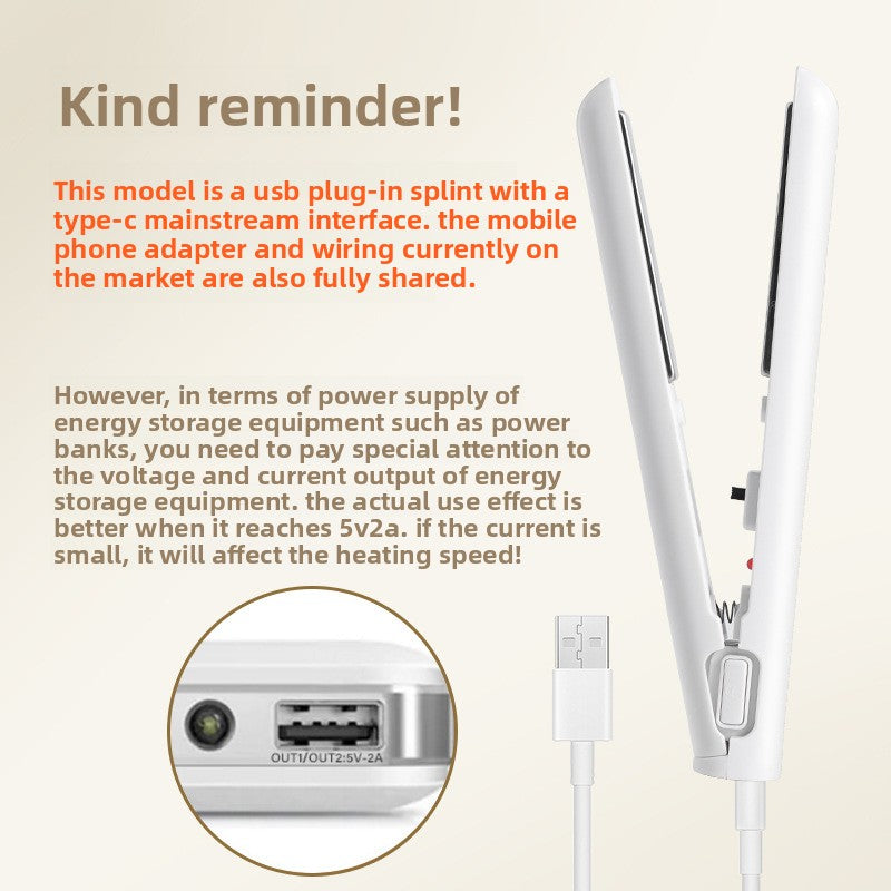USB splint portable hair straightener