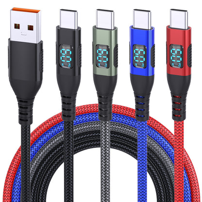 USB Type-C Fast Charging Data Cable with Digital Display