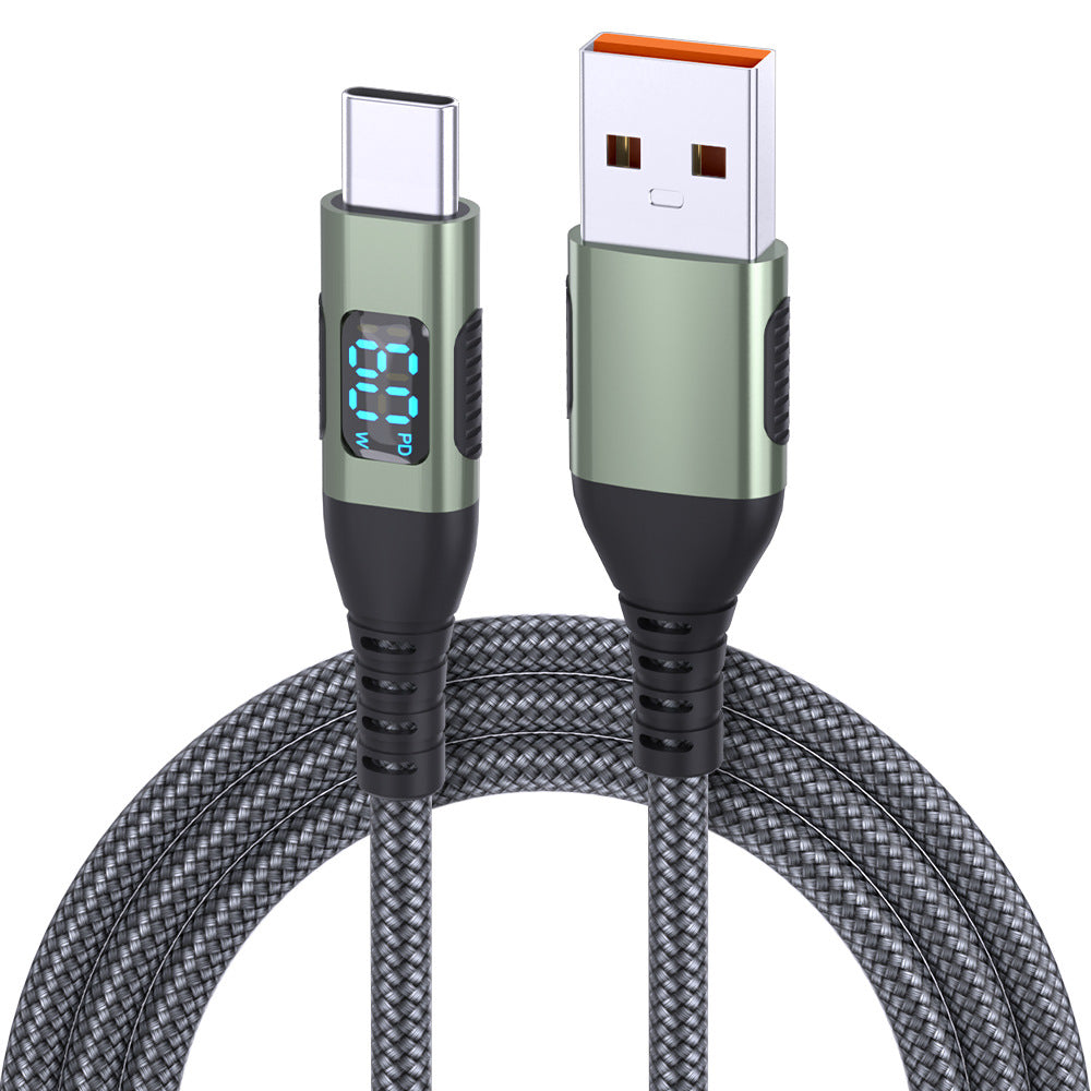 USB Type-C Fast Charging Data Cable with Digital Display