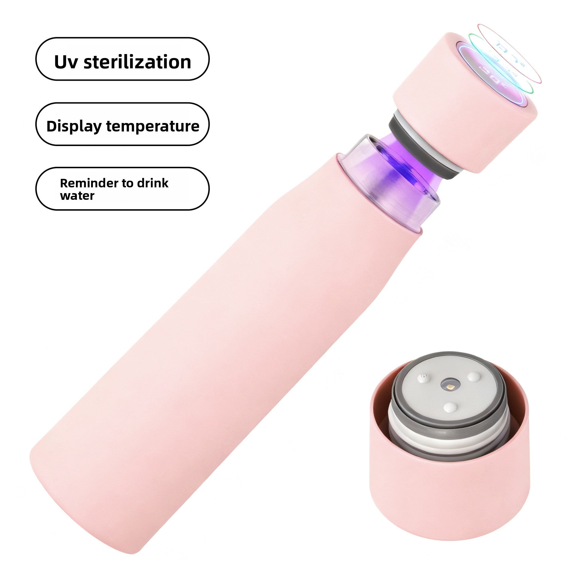 UV sterilization and temperature display thermos cup