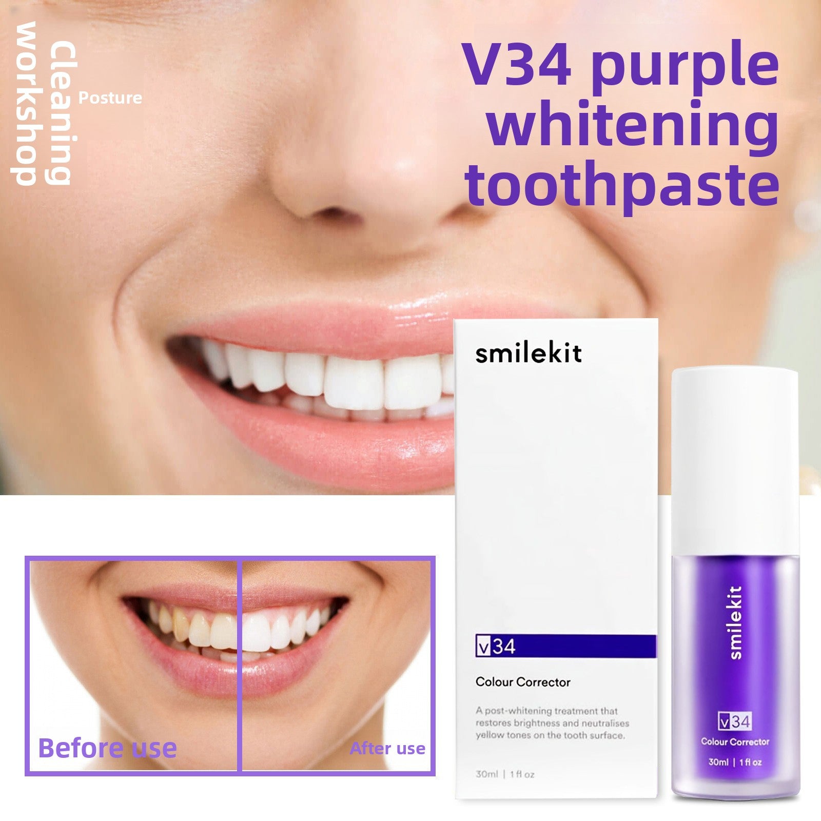 V34 Purple Whitening Toothpaste