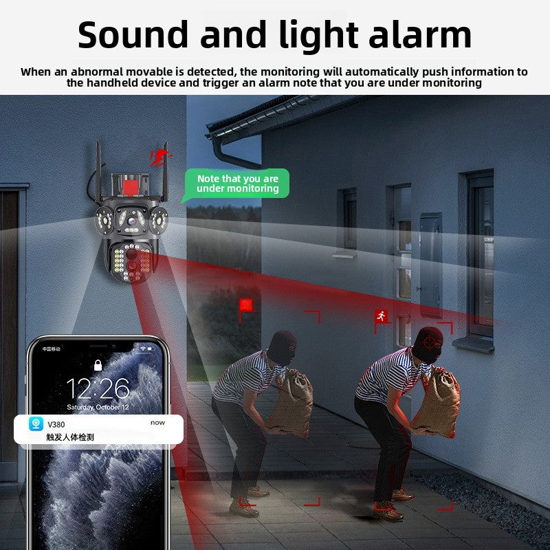 V380 3-screen 4-megapixel 4G surveillance camera