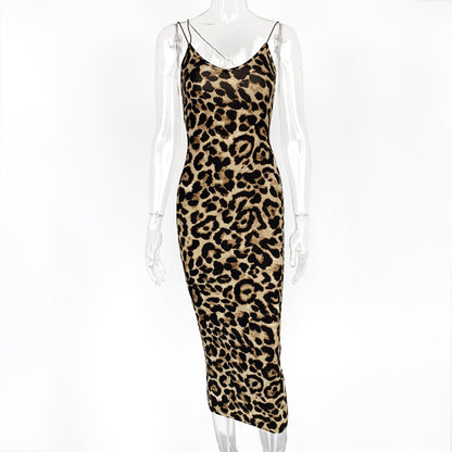 V-neck backless halter dress