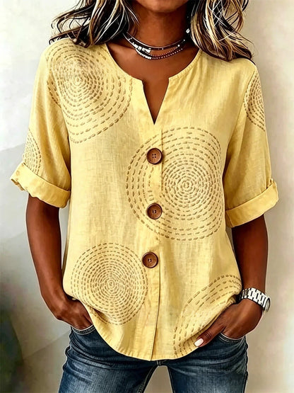 V-Neck Casual Printed Fashion Tops