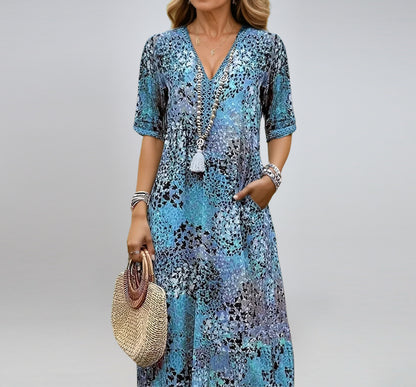 V-neck casual vacation pocket dress
