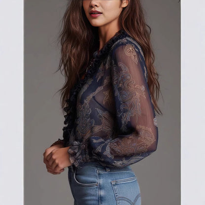 V-neck chiffon blouse