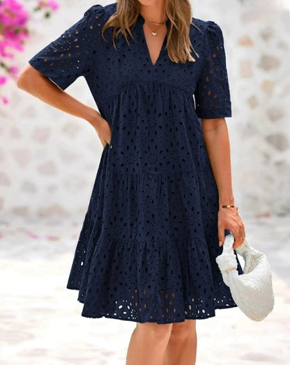 V-Neck Cutout Lace Dress