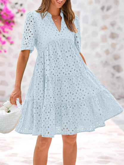 V-Neck Cutout Lace Dress