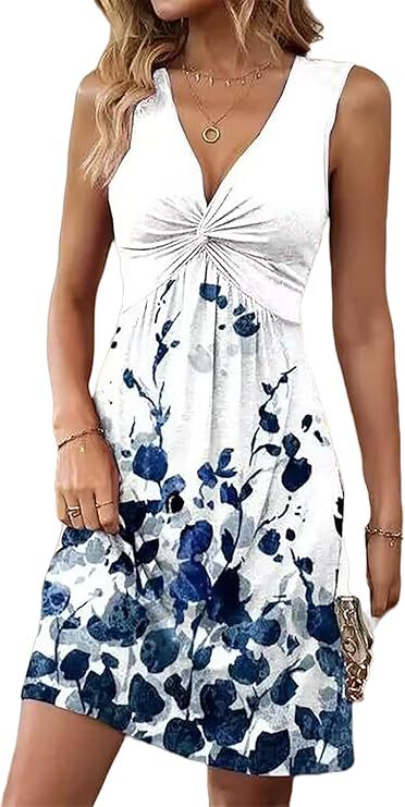 V-neck design sense chest kink pleated waist dress