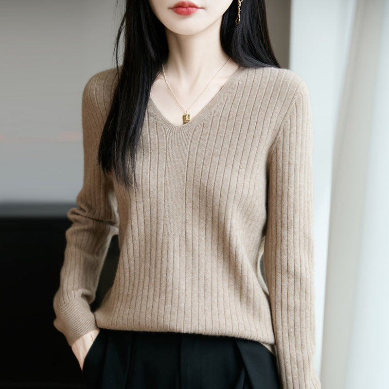 V-neck knit top for women