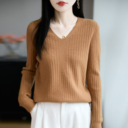 V-neck knit top for women