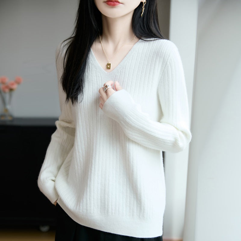 V-neck knit top for women