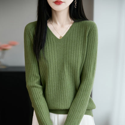 V-neck knit top for women