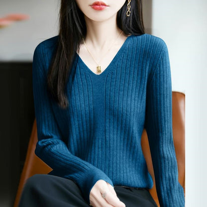 V-neck knit top for women