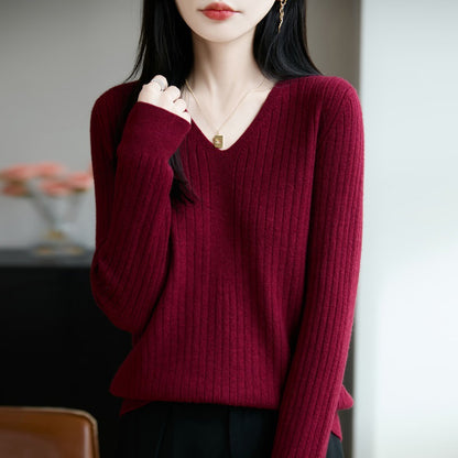 V-neck knit top for women