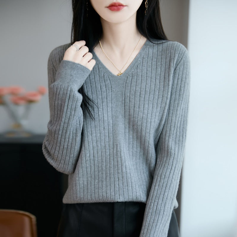 V-neck knit top for women