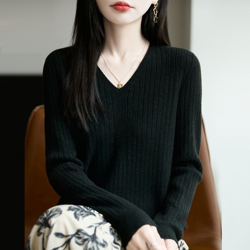 V-neck knit top for women