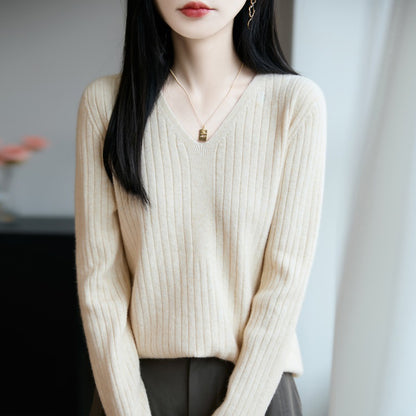 V-neck knit top for women