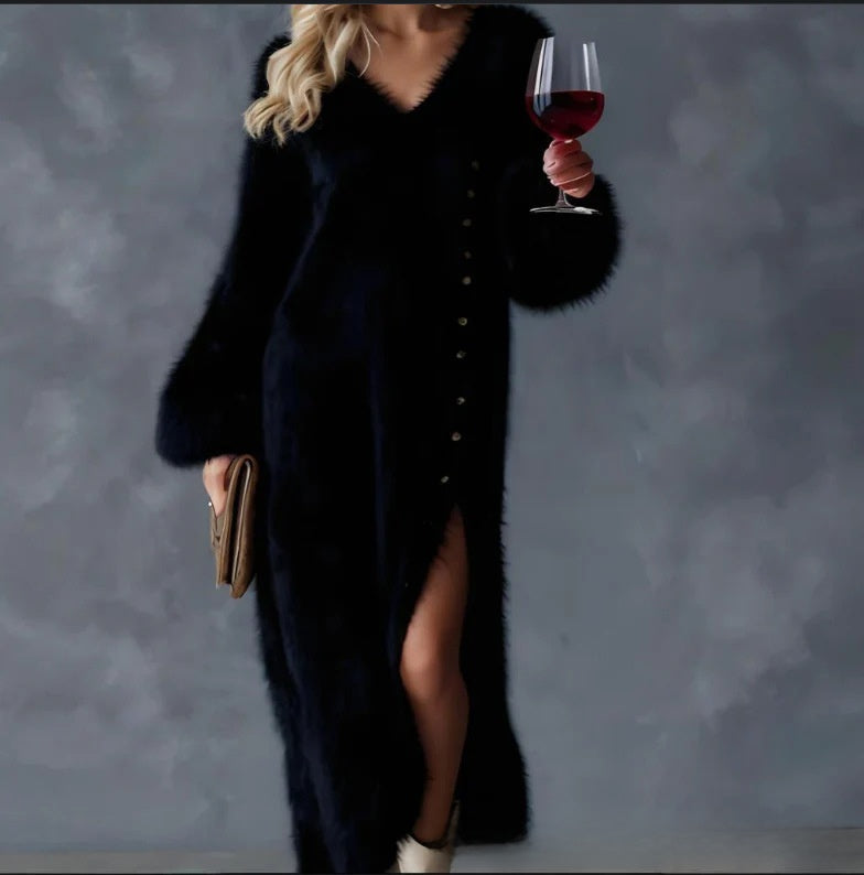 V-Neck Loose Fit Slit Dress