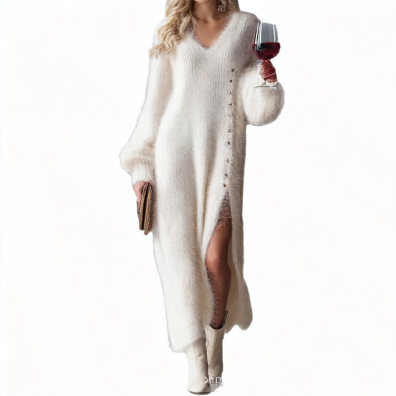 V-Neck Loose Fit Slit Dress