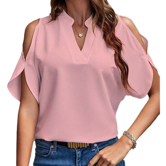 V-neck off-the-shoulder sleeve women's top