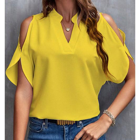 V-neck off-the-shoulder sleeve women's top