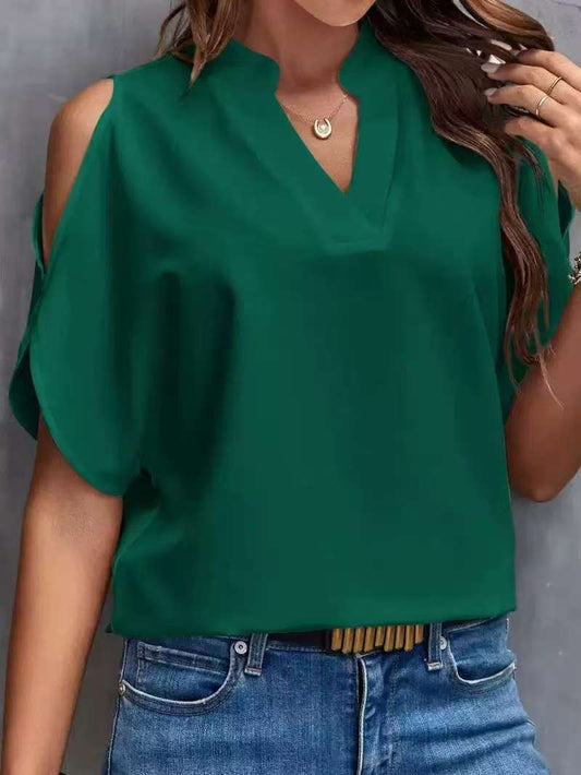 V-neck off-the-shoulder sleeve women's top