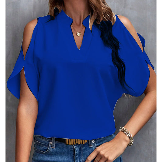 V-neck off-the-shoulder sleeve women's top