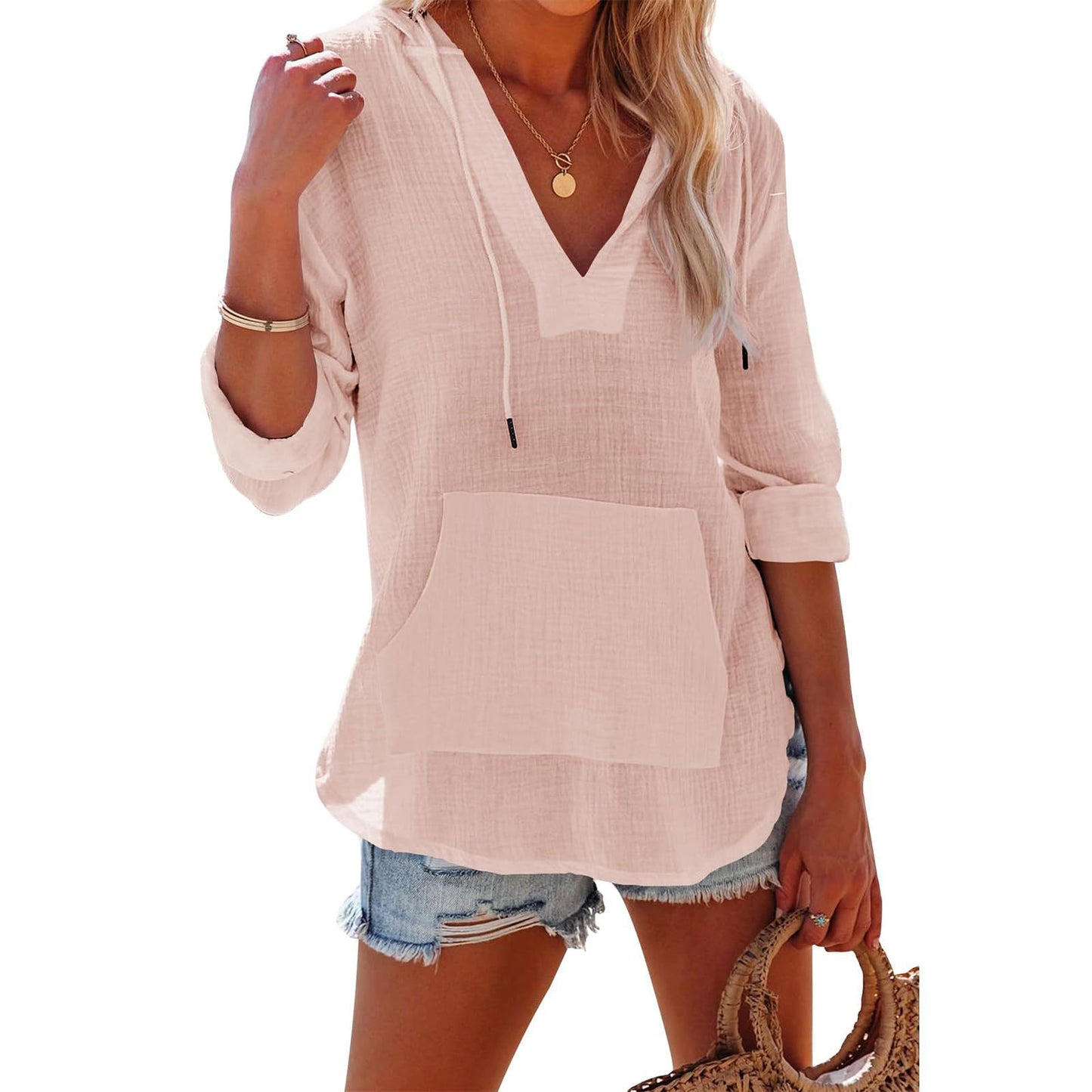 V-neck pullover women's shirt