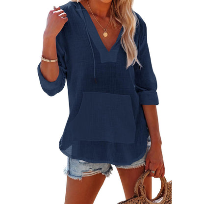 V-neck pullover women's shirt