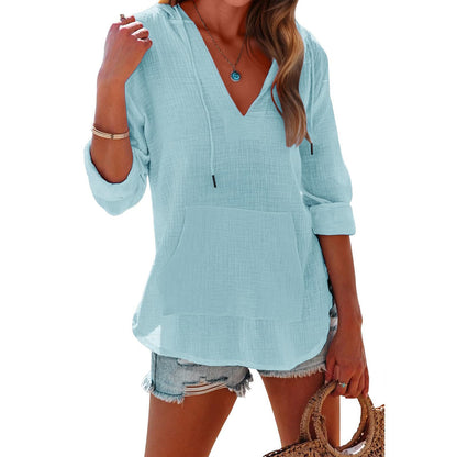 V-neck pullover women's shirt