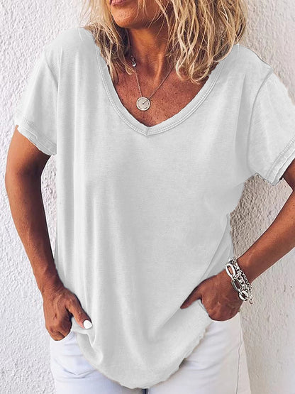 V-neck short-sleeved casual T-shirt