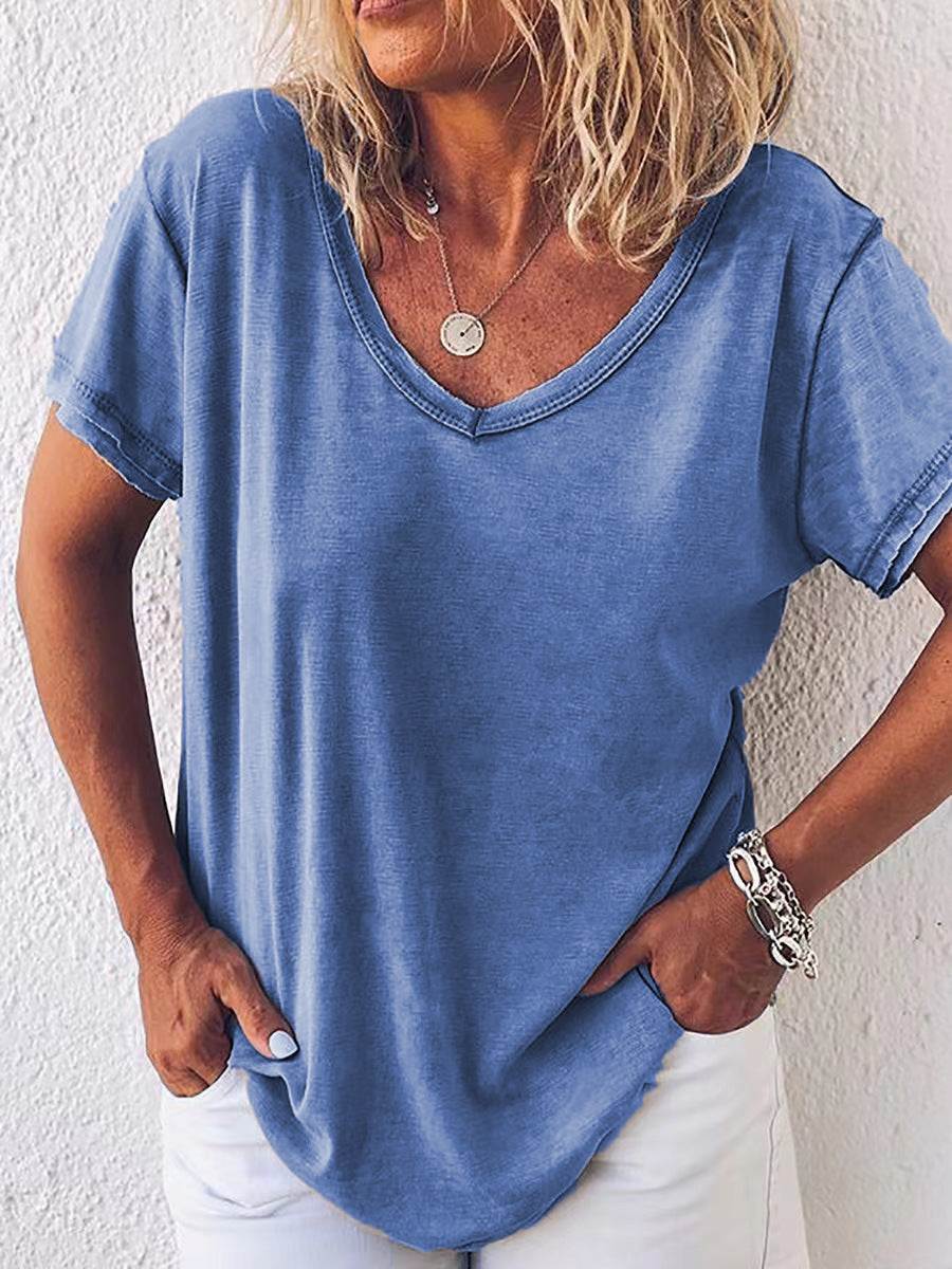 V-neck short-sleeved casual T-shirt