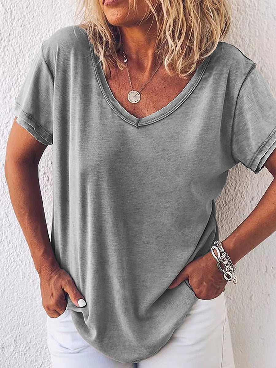 V-neck short-sleeved casual T-shirt