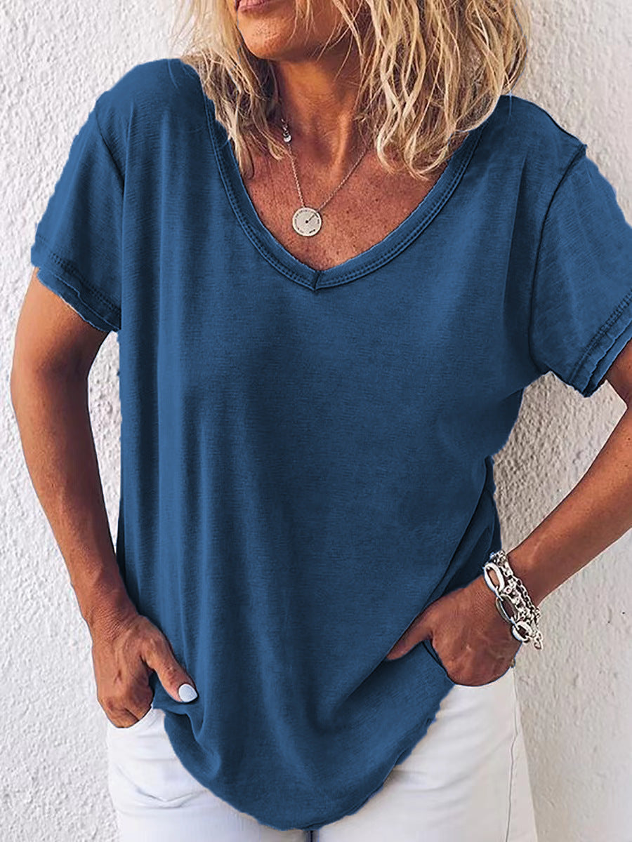 V-neck short-sleeved casual T-shirt