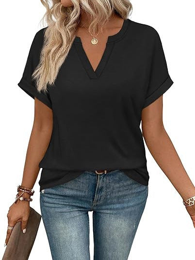 V-neck short sleeves