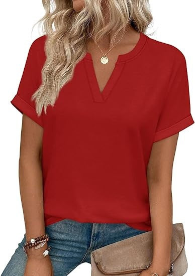 V-neck short sleeves