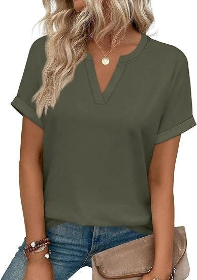 V-neck short sleeves