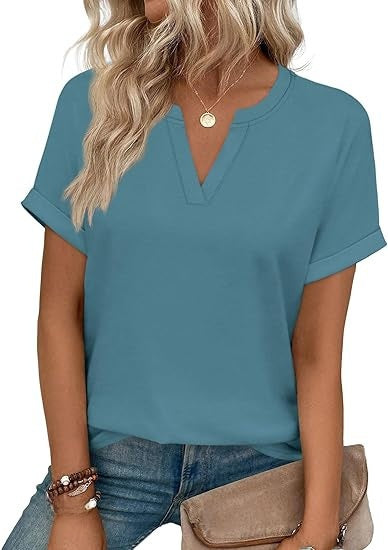 V-neck short sleeves