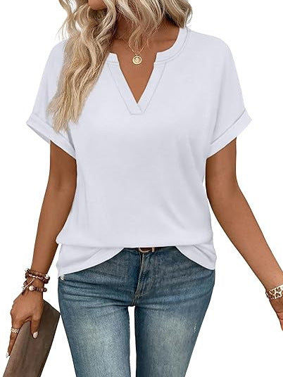 V-neck short sleeves